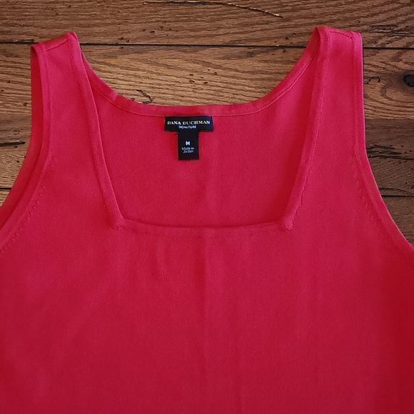Dana Buchman square Neckline Knit Tank Top Size M Color Red - Picture 3 of 11